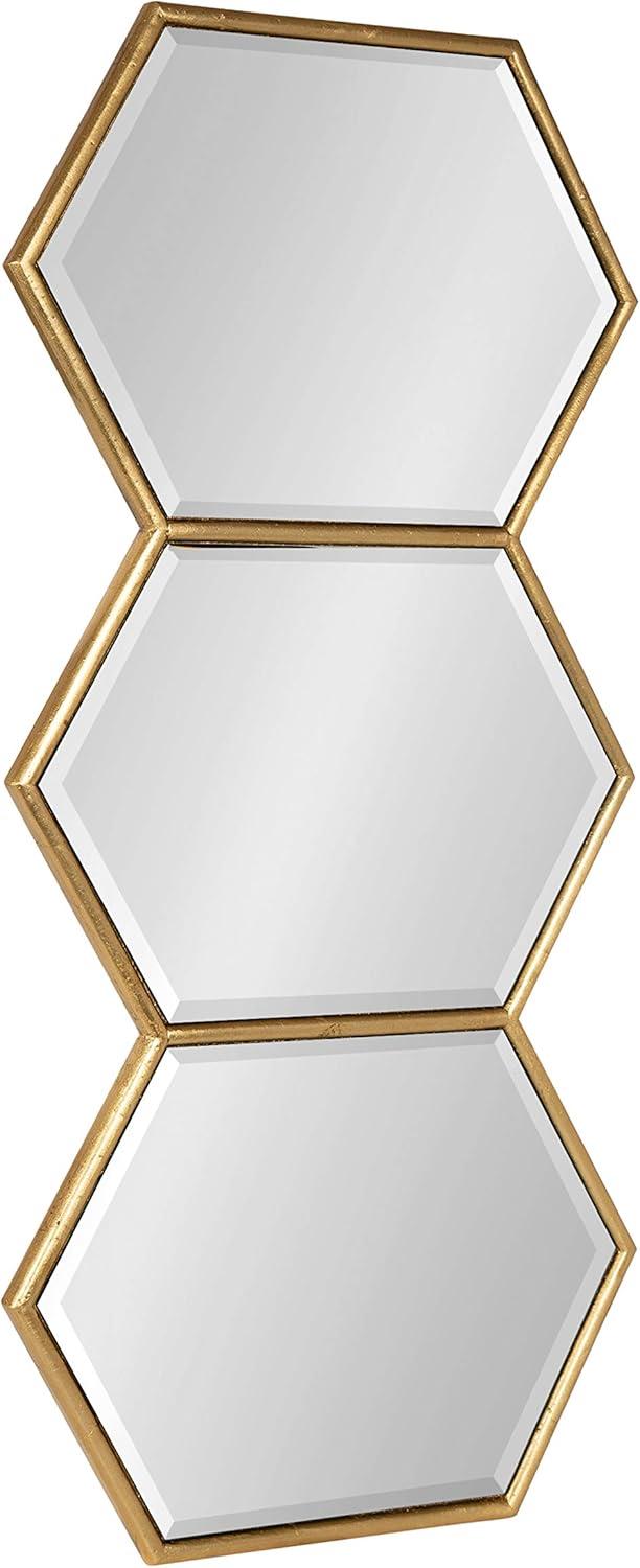 Kate and Laurel Royce Modern Glam Hexagon Trio Accent Wall Mirror, 30x14 Gold