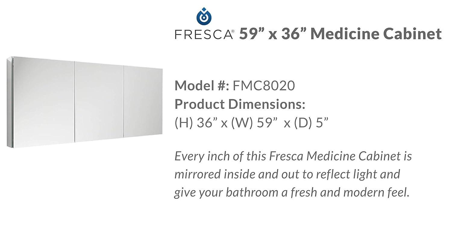 Senza Recessed/Surface Mount Rectangular Frameless Bathroom Medicine Cabinet