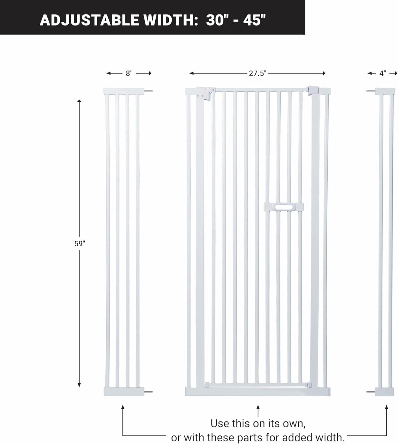 60" Extra Tall Cat Gate - 30-45" Wide Extendable Cat Barrier for Doorway - Pressure Mounted Cat gate for Doorway - Auto Close Extra Tall Pet Gate - Includes Extensions Kit - 60 inch Tall pet gate