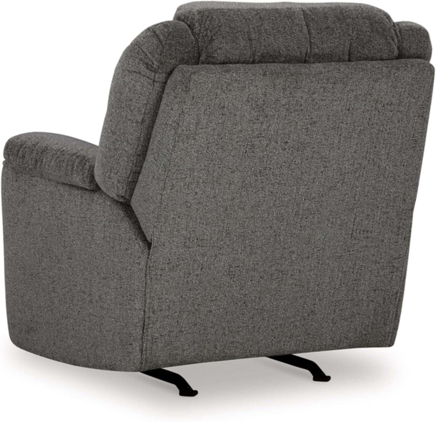 Gray Contemporary Metal Frame Recliner with Pillow Top Arms