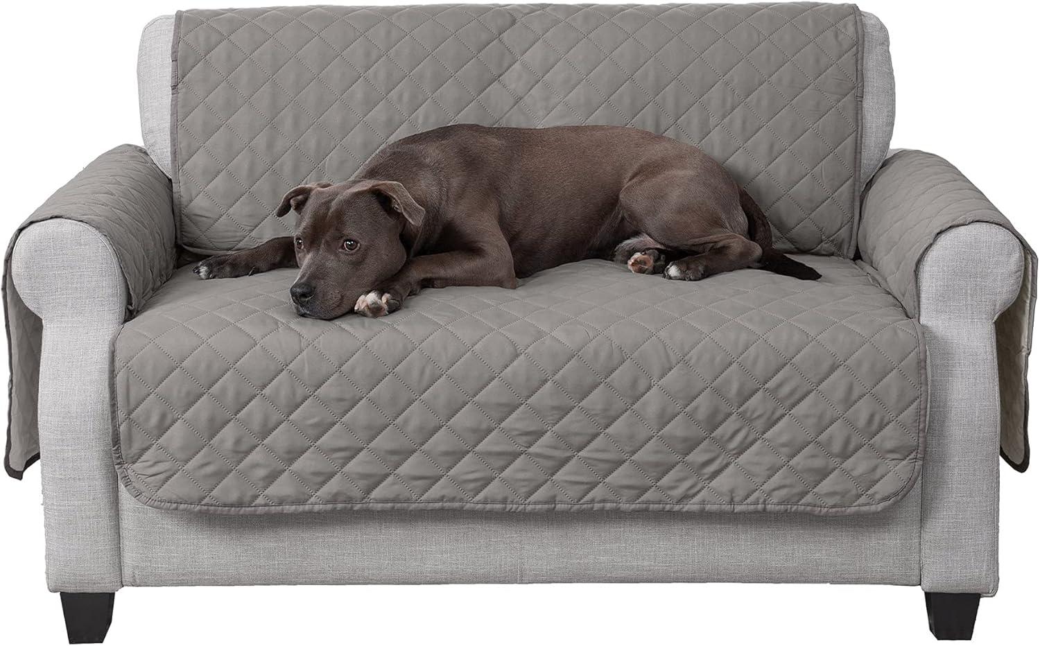 Gray/Mist Reversible Pinsonic Quilted Pet Loveseat Protector