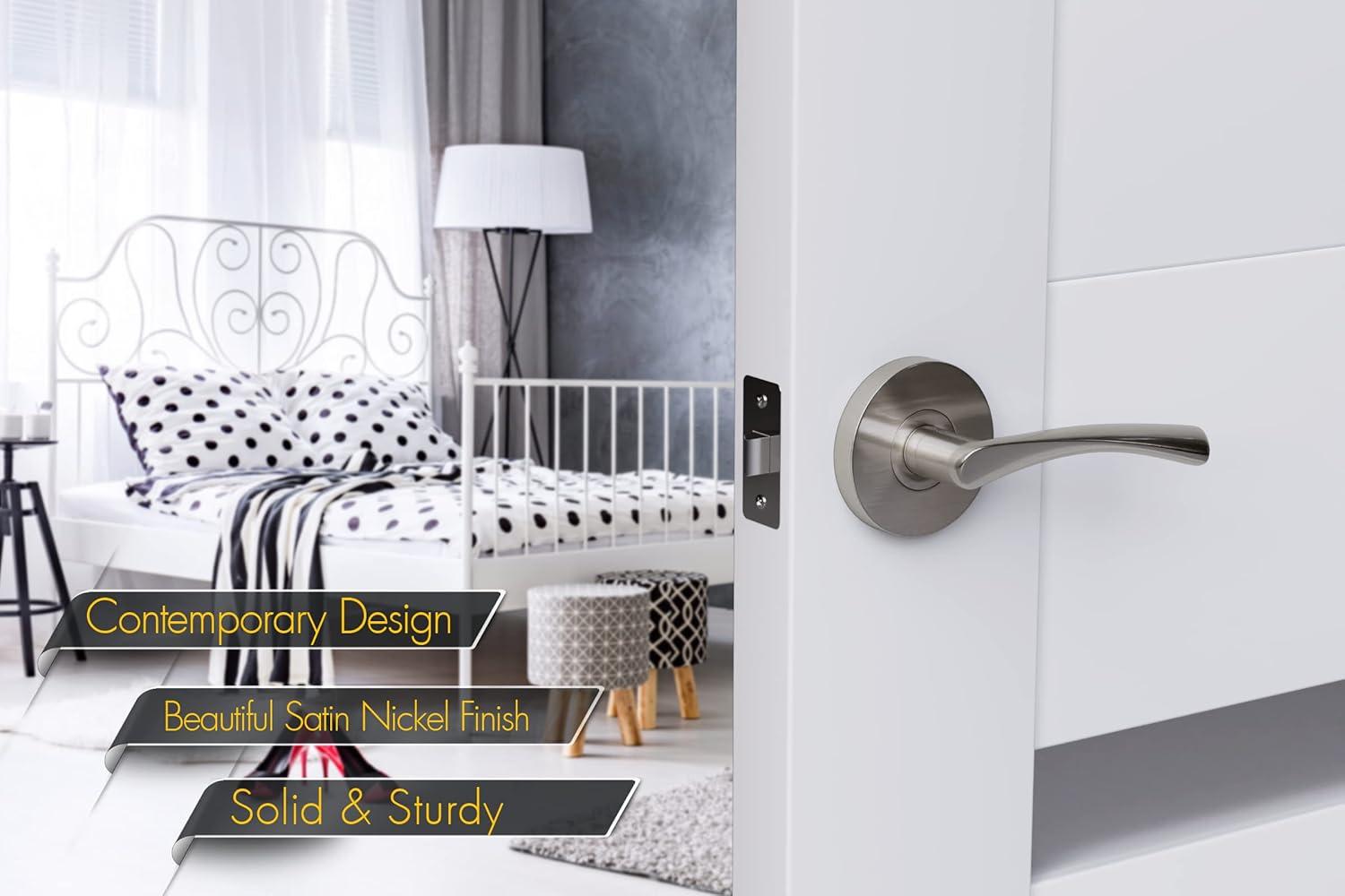 Avalon Satin Nickel Modern Door Handle with Hidden Screws