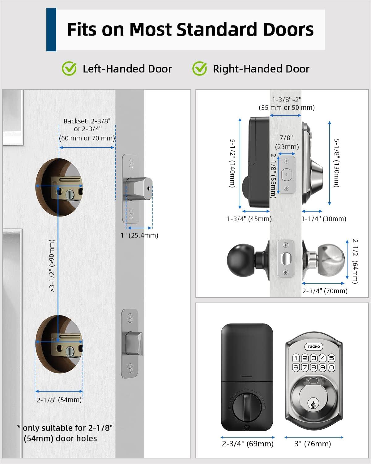 TEEHO Fingerprint Door Lock, Keyless Entry Smart Lock, Electronic Deadbolt Digital Doors Locks Fingerprint/Keypad Code/Key For Front Door Easy Installation-Satin Nicke