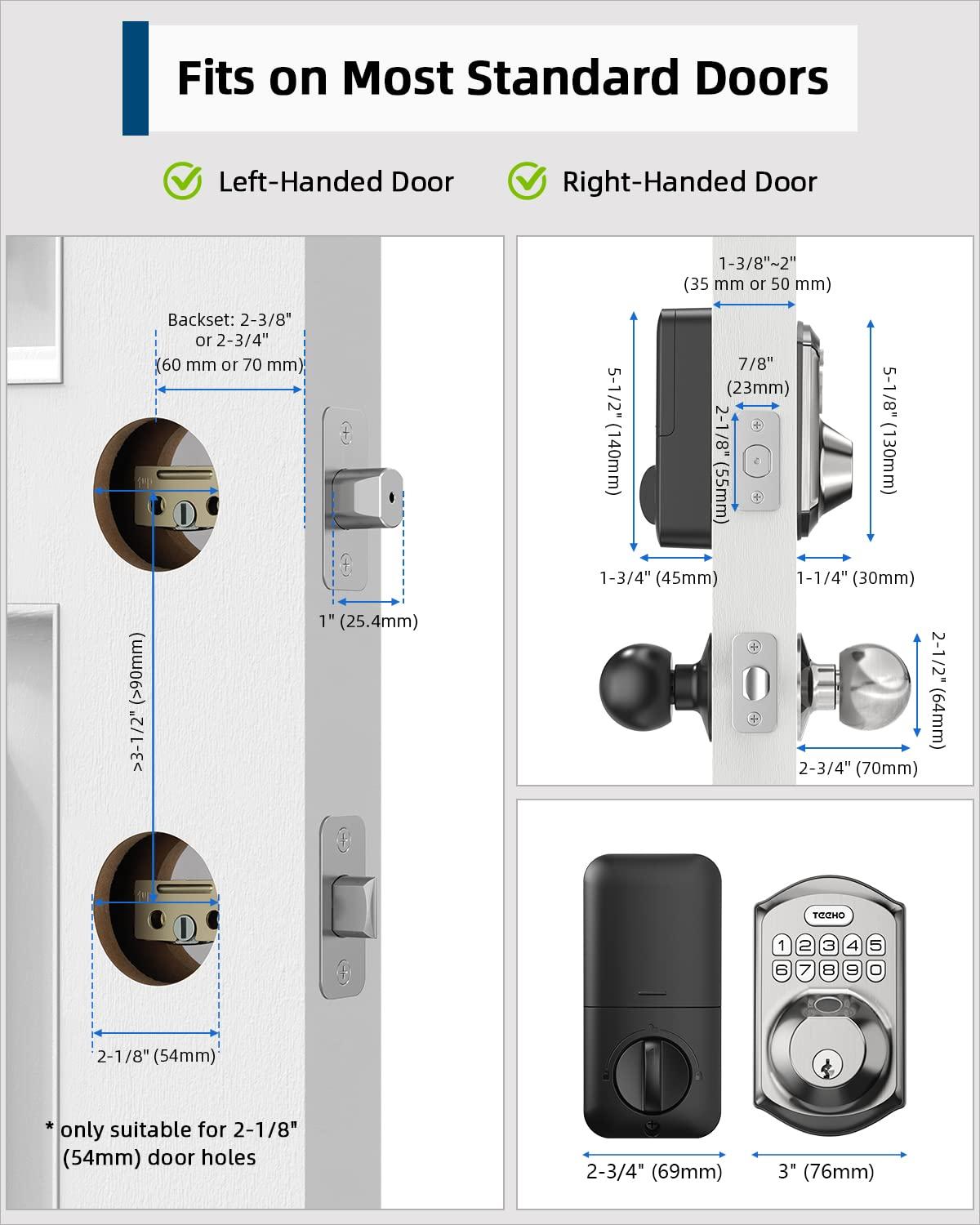 TEEHO Fingerpint Keyless Entry Keypad, Smart Digital Deadbolt Door Lock for Front Door, Remotely Share Temporary PIN Code, Easy Installation-Satin Nickel