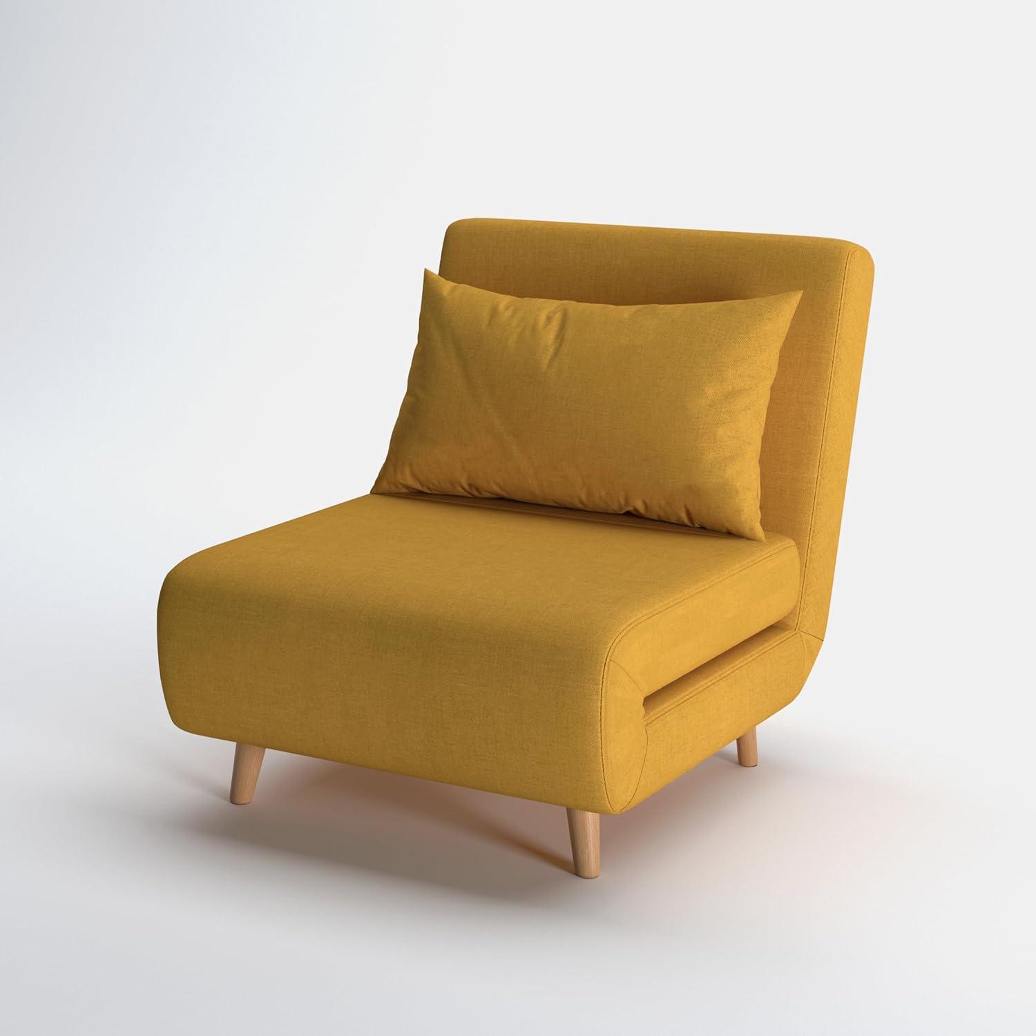 A&D Home Tustin Polyester Convertible Futon Chair, Yellow