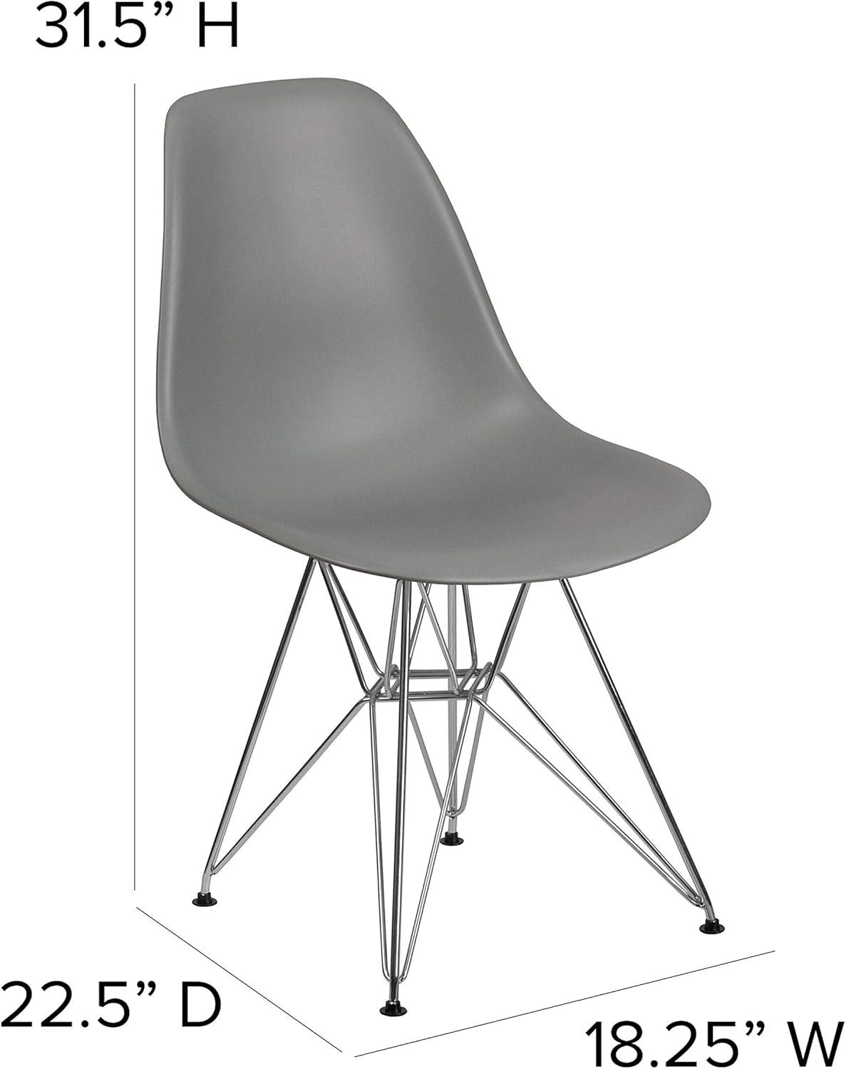 Flash Furniture Elon Series Moss Gray Plastic Chair with Chrome Base