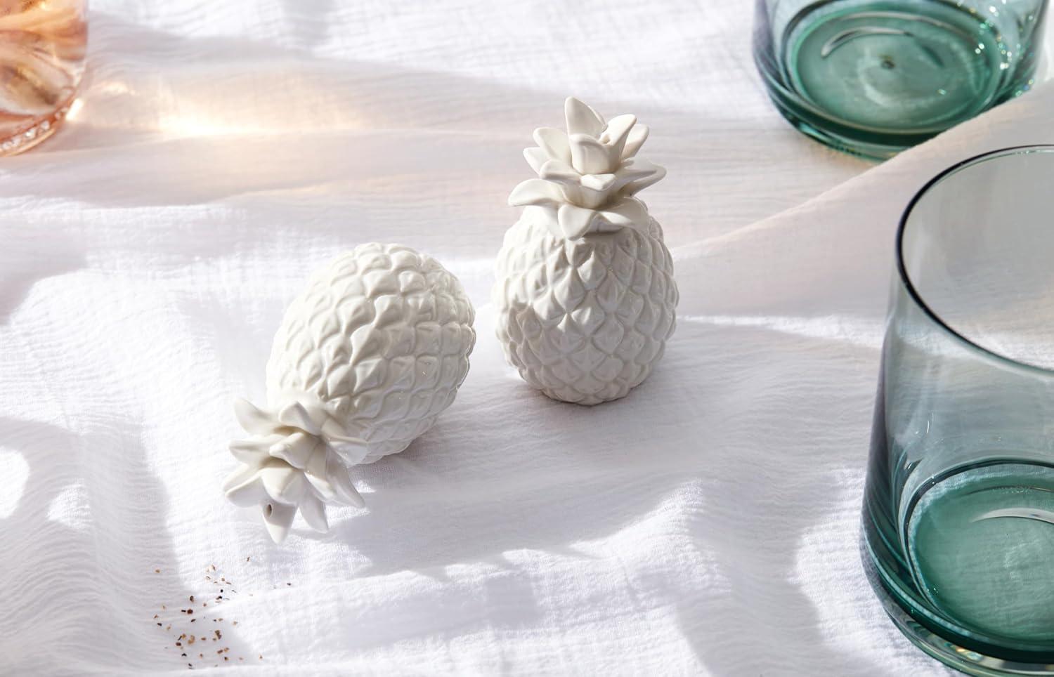 White Porcelain Pineapple Salt and Pepper Shaker Set