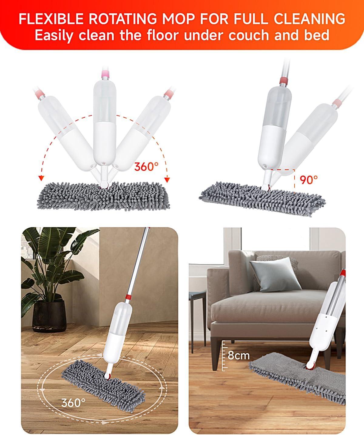 Gray Microfiber Spray Mop with Reusable Pads for Hard Floors