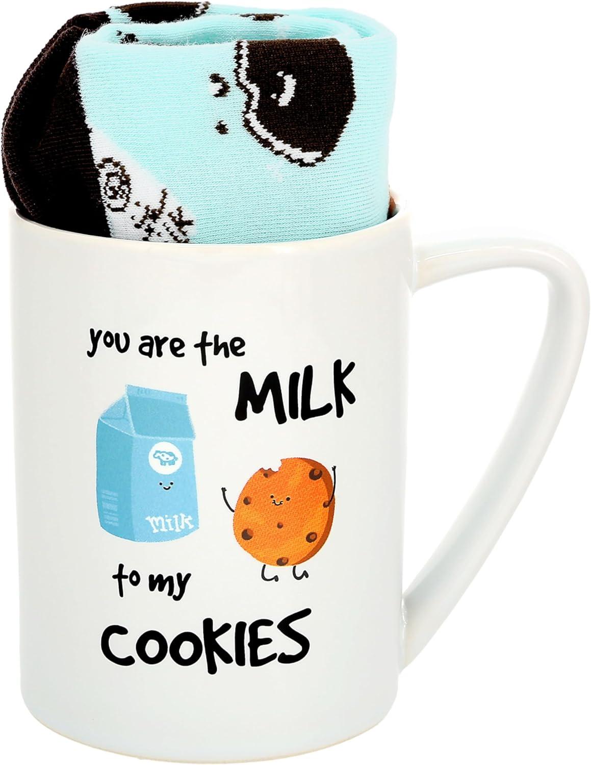 White Stoneware 18 oz Mug with Turquoise Socks Set