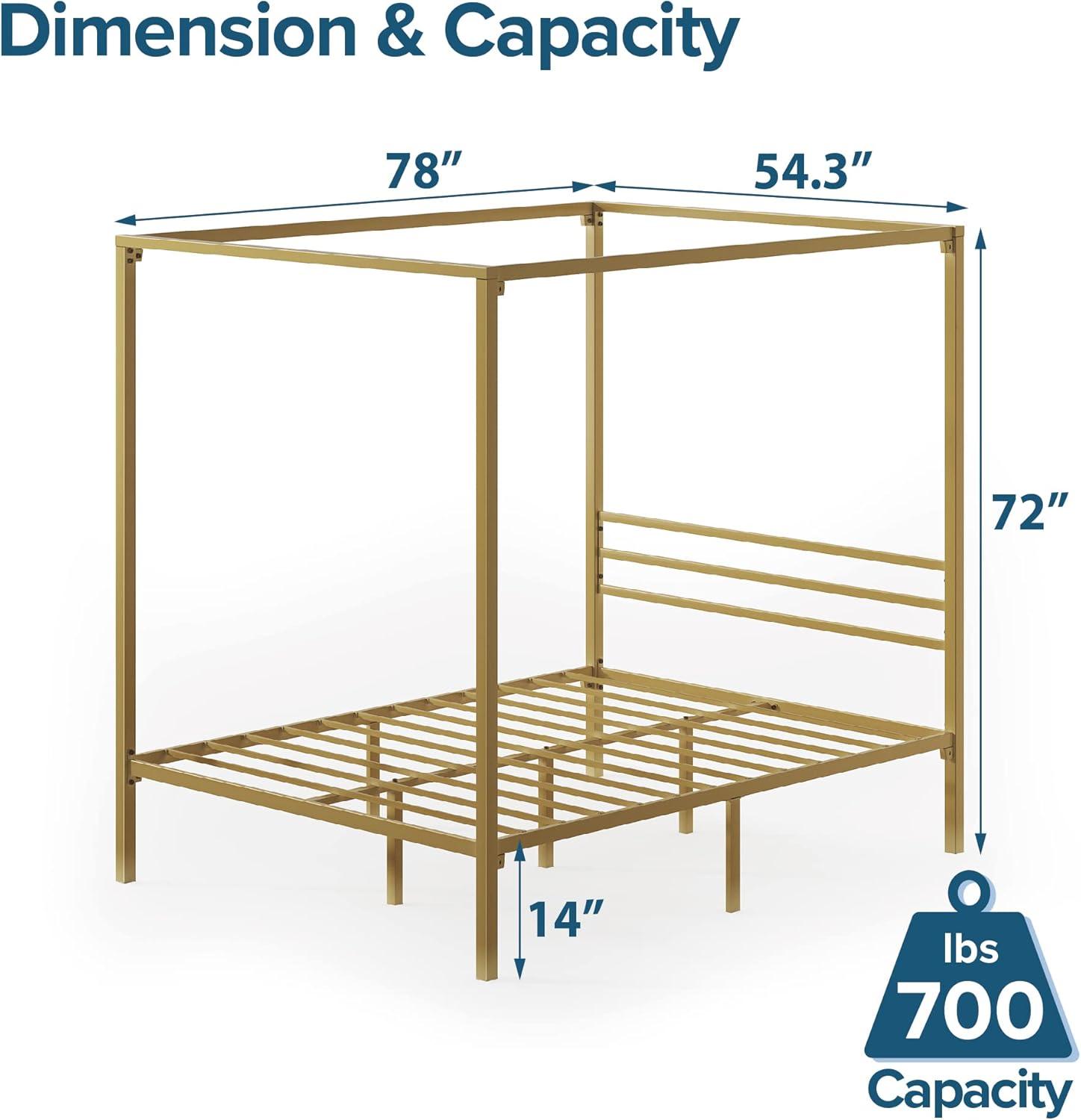 Zinus Patricia 72" Gold Metal Canopy Platform Bed Frame, Full
