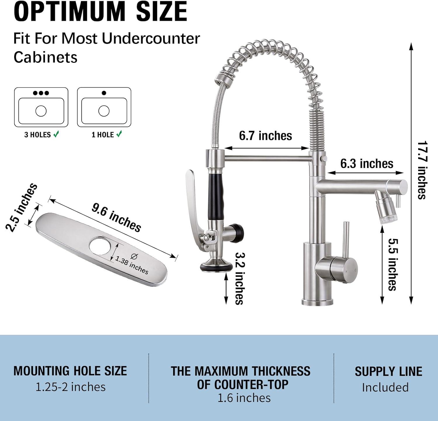 Brushed Nickel LED Pull Down Kitchen Faucet with Sprayer