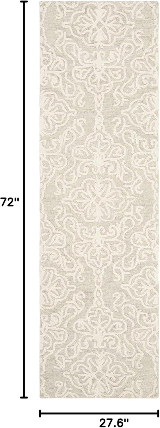 Blossom BLM112 Hand Tufted Indoor Runner Rug - Silver/Ivory - 2'3"x6' - Safavieh