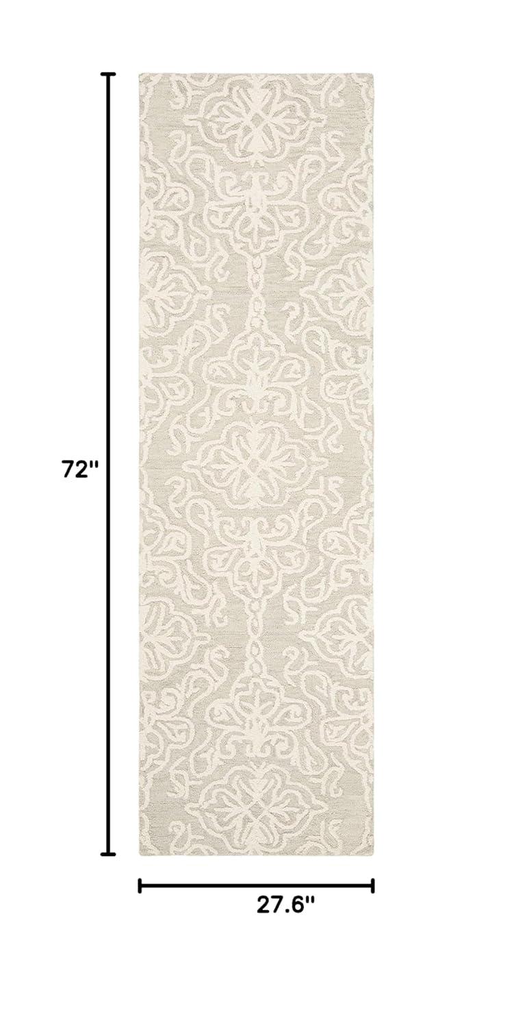 Blossom BLM112 Hand Tufted Indoor Runner Rug - Silver/Ivory - 2'3"x6' - Safavieh
