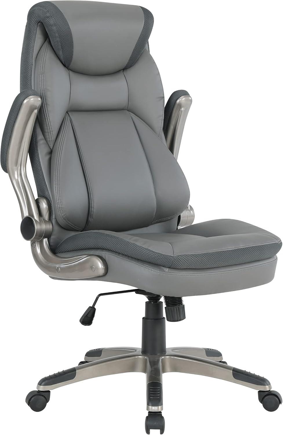 Executive Charcoal Bonded Leather Chair with Titanium Coated Nylon Base