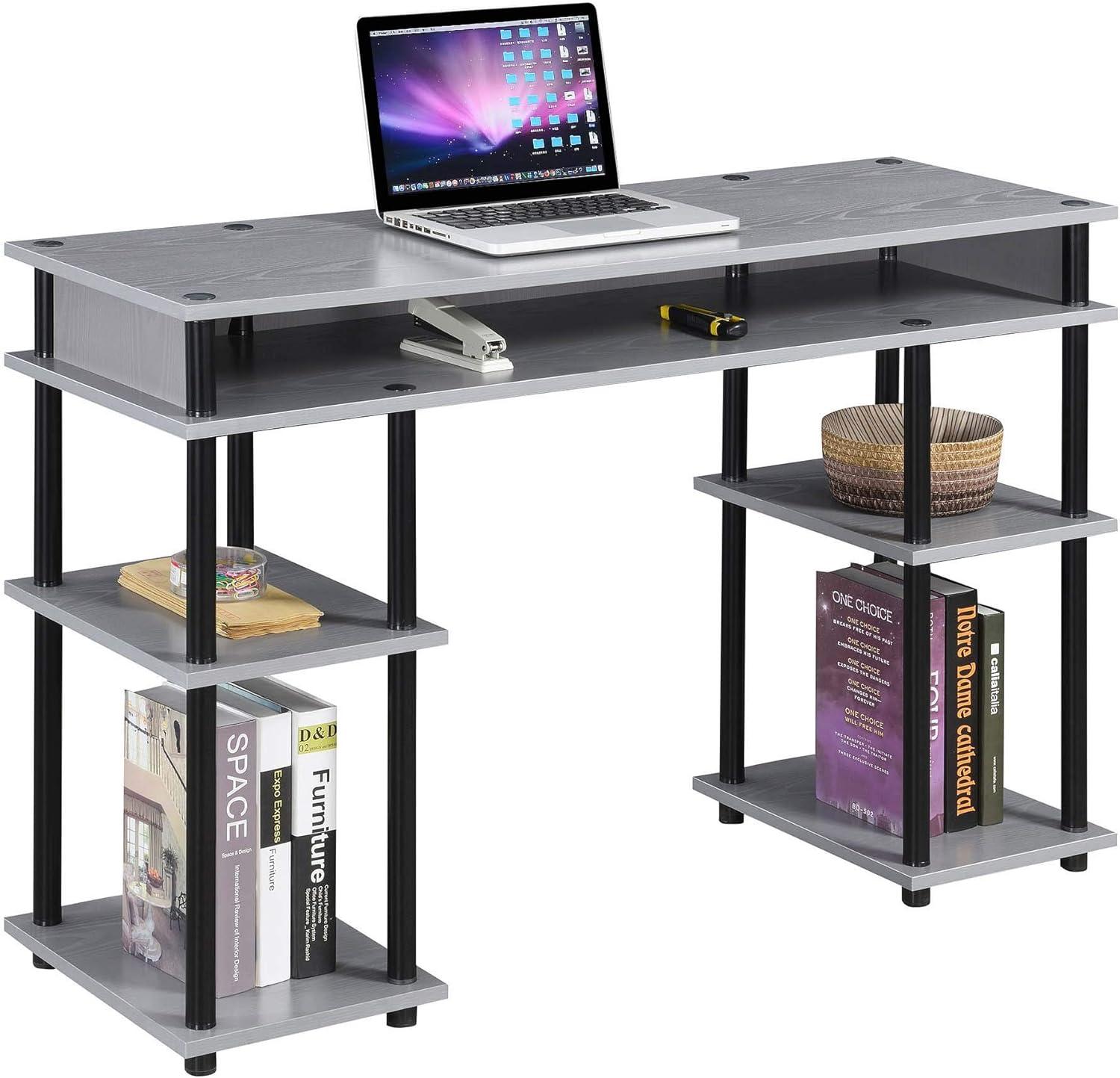 Modern Gray & Black No-Tools 48" Student Desk with Storage