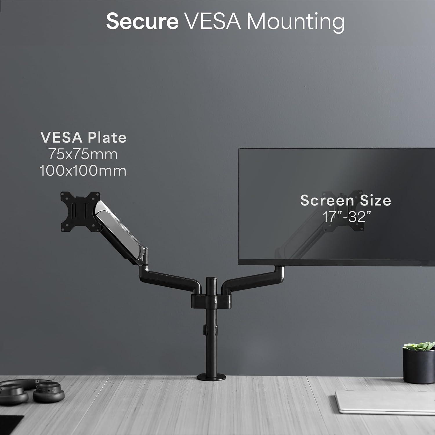 VIVO Dual Monitor Pneumatic Spring Sit-Stand Desk Mount for 2 Screens up to 32"