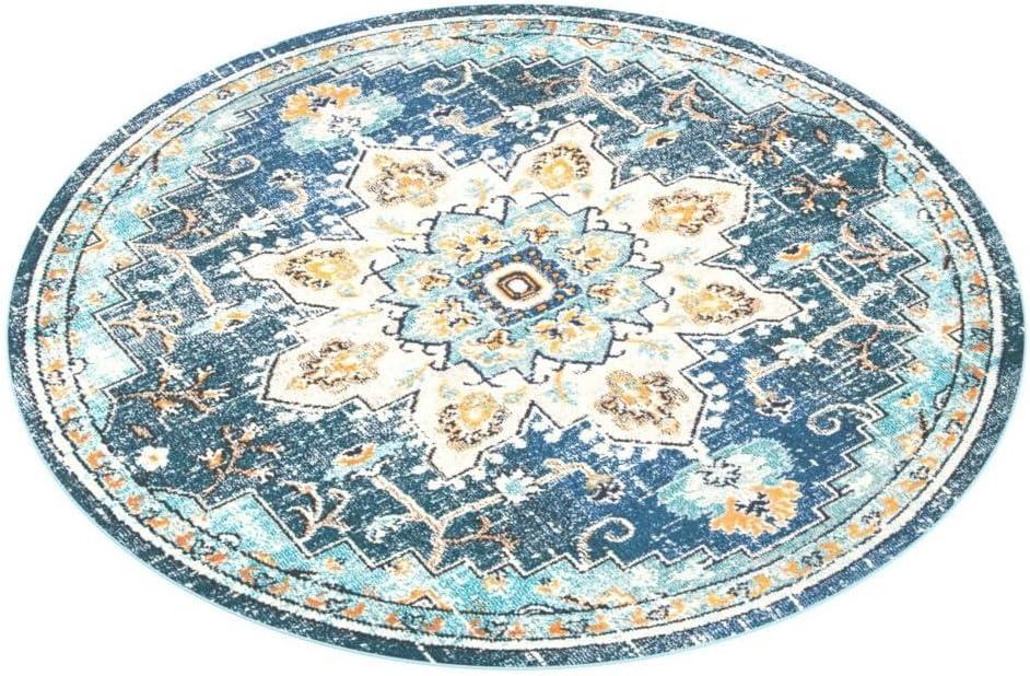 Madison MAD473 Power Loomed Indoor Area Rug - Blue/Light Blue - 6'7" Round - Safavieh