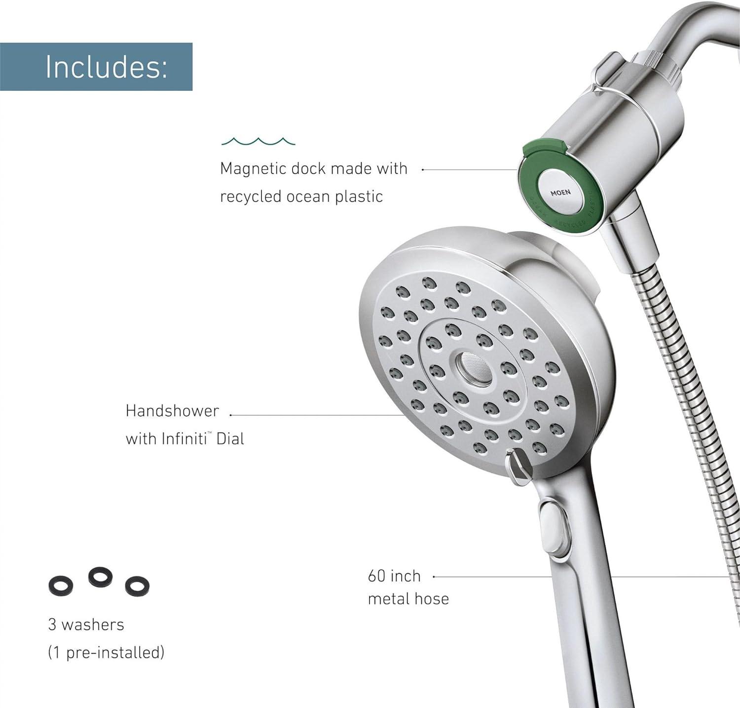 Chrome Multi-Head Handheld Shower with Magnetix Docking