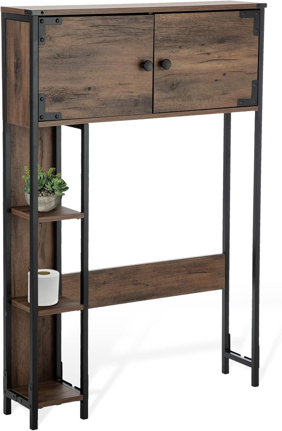 Landia Home over the Toilet Storage Cabinet, 3 Shelves, Brown Wood Finish