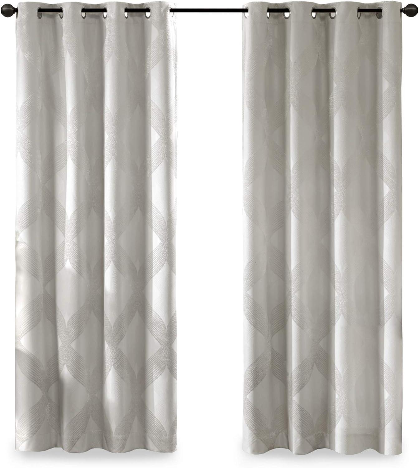 Madison Park Bentley Ogee Knitted Jacquard Geometric Total Blackout Single Curtain Panel