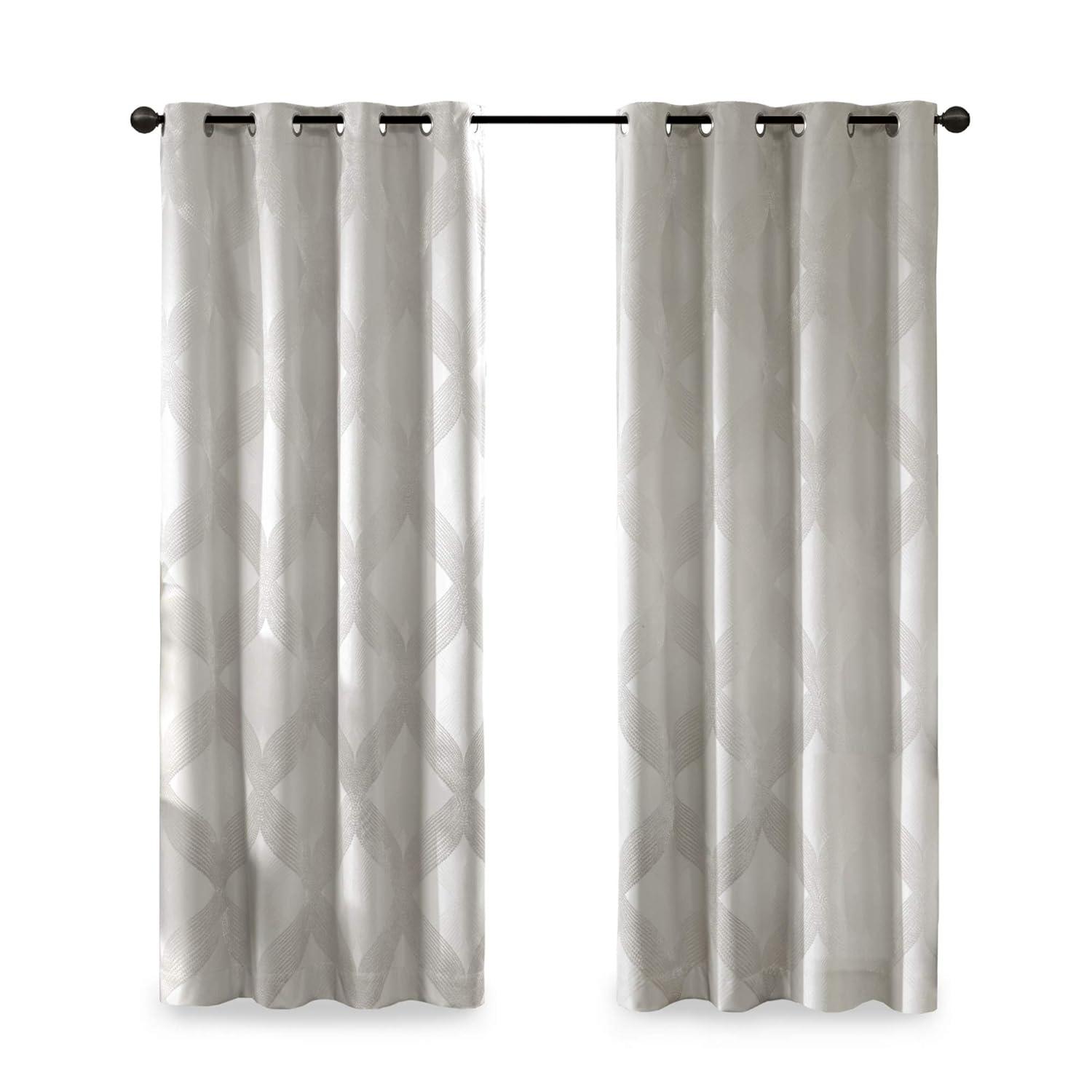 Madison Park Bentley Ogee Knitted Jacquard Geometric Total Blackout Single Curtain Panel