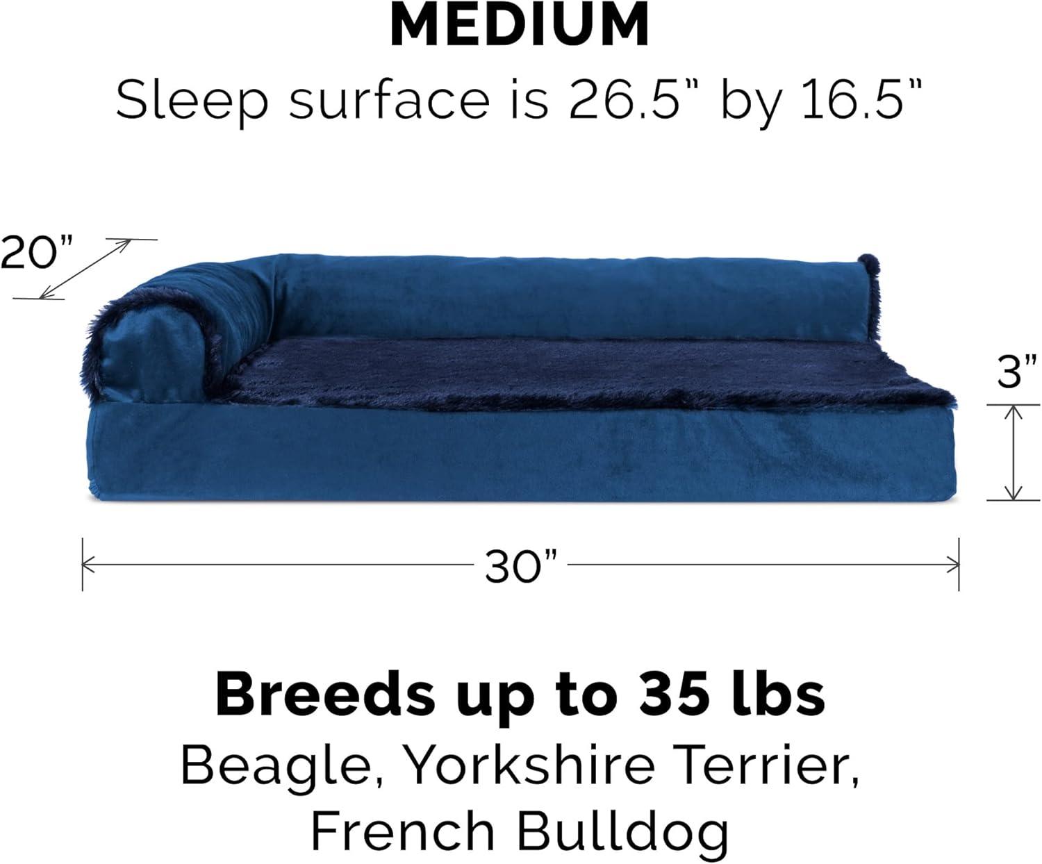 FurHaven Plush & Velvet Deluxe L-Chaise Orthopedic Pet Bed