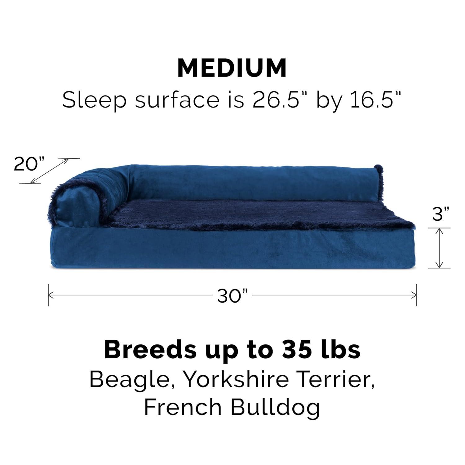 FurHaven Plush & Velvet Deluxe L-Chaise Orthopedic Pet Bed