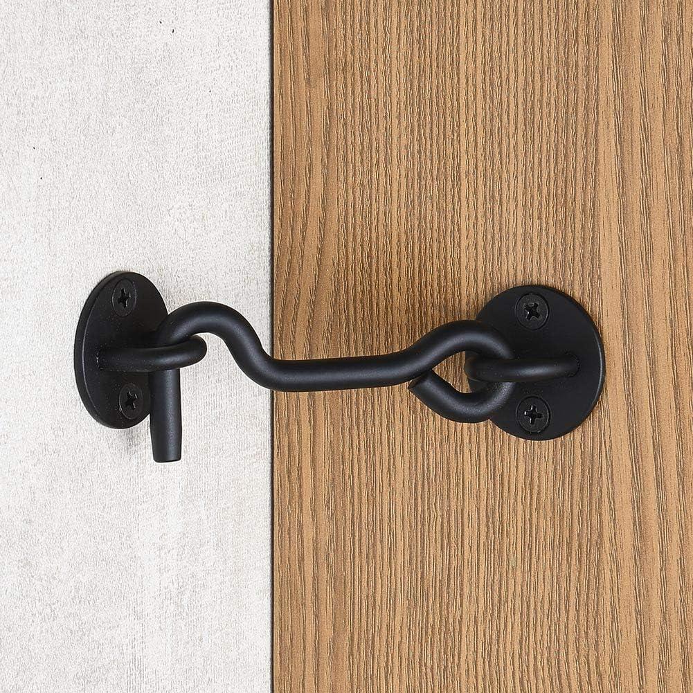 Raswik 4 Privacy Hook and Eye Latch Easy Lock for Barn Door, Black