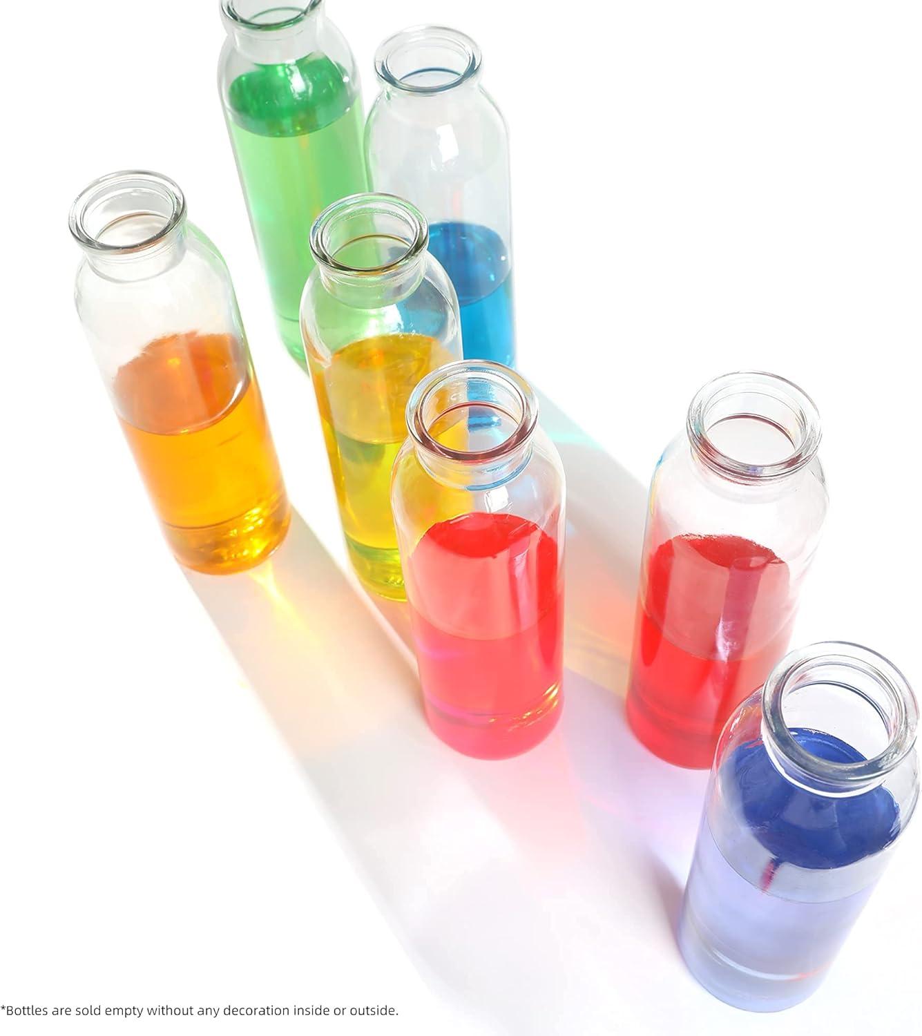 Magic Season Decorative Glass Bottles with Cork Stoppers (12 fl oz. Round Bottles / 2 Pcs)