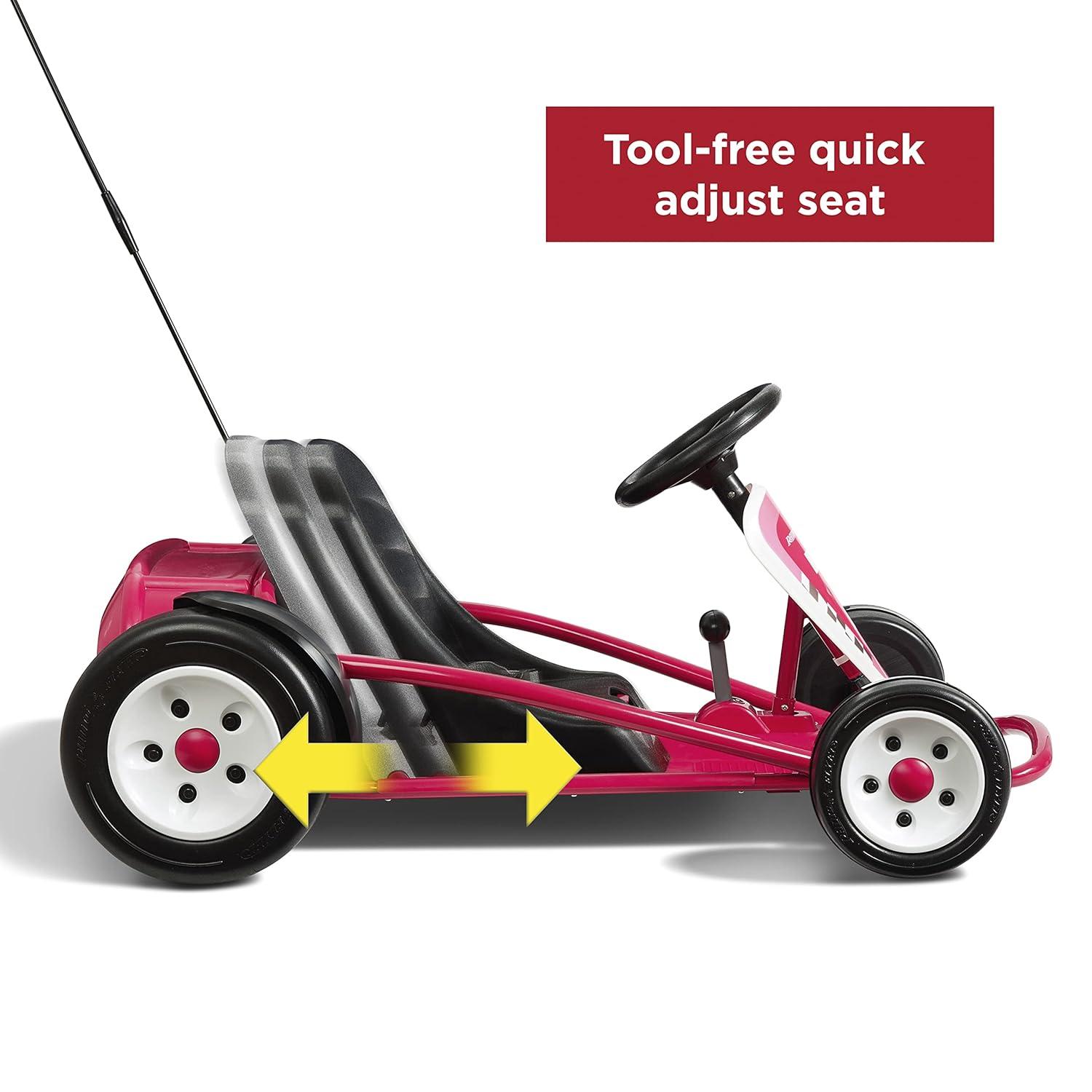 Radio Flyer Ultimate Go-Kart Kids Ride-On Toy, 24 Volts, Outdoor Fun with 3 Speed Settings and Automatic Braking, Pink