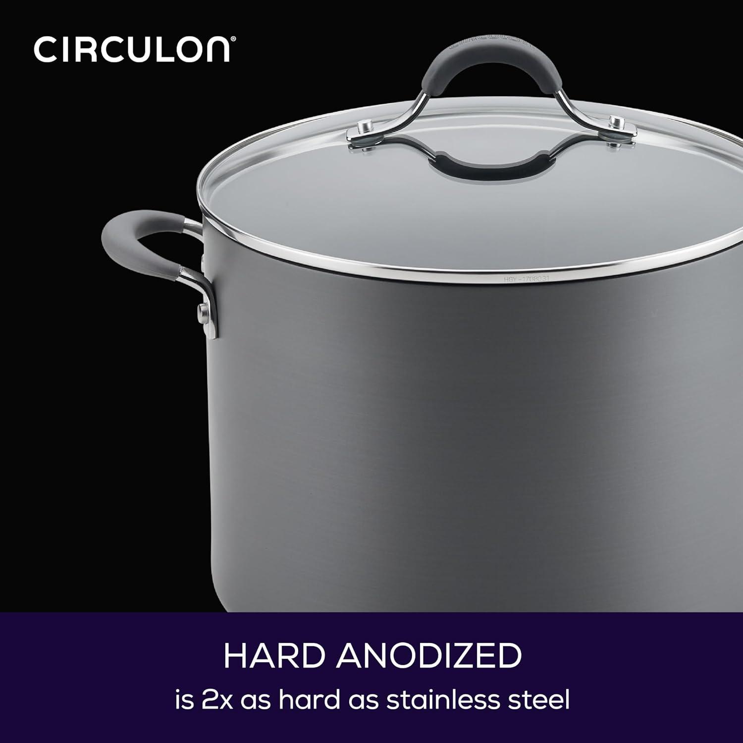 Circulon Radiance 10qt Hard Anodized Nonstick Wide Stockpot Gray