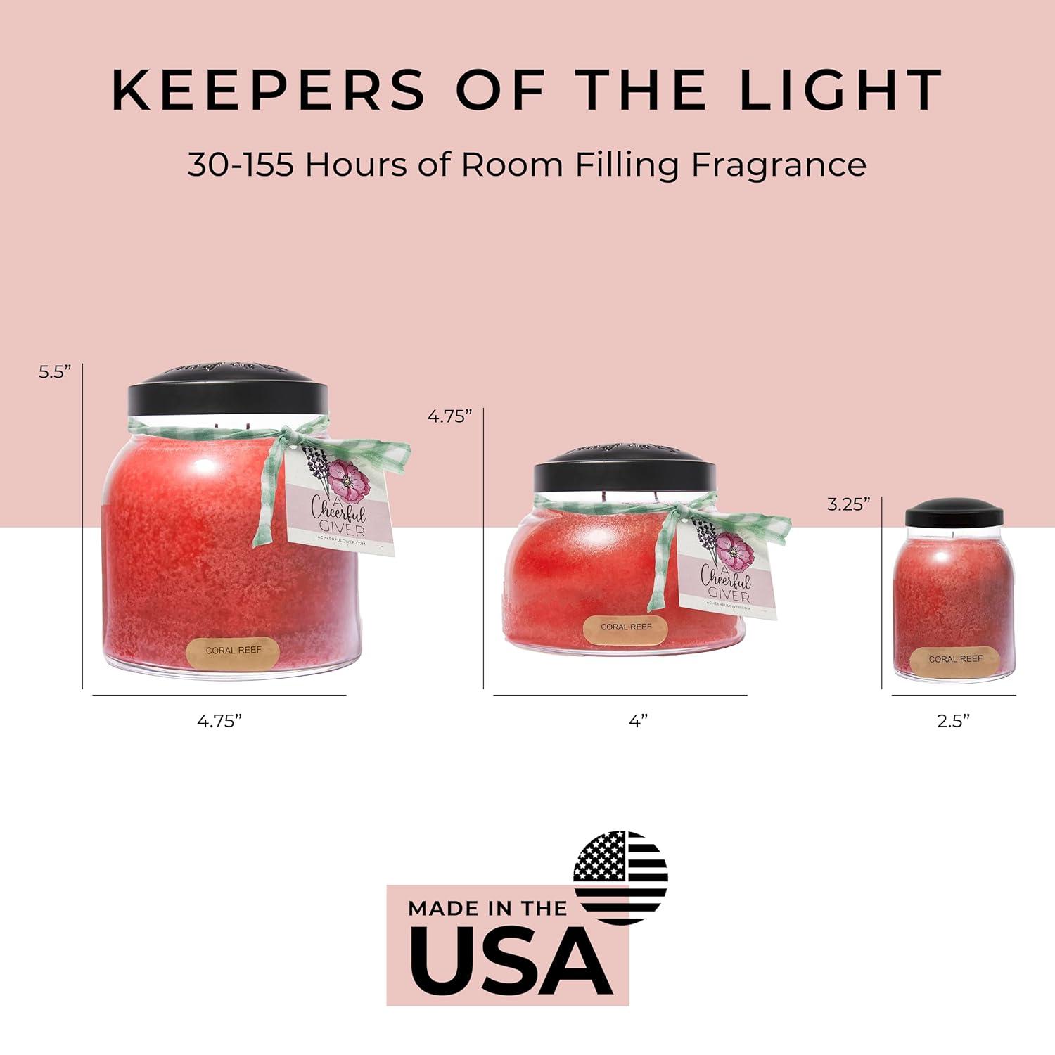 A Cheerful Giver - Coral Reef - 34oz Papa Scented Candle Jar with Lid - Keepers of The Light - 155 Hours of Burn Time, Gift Candle, Red