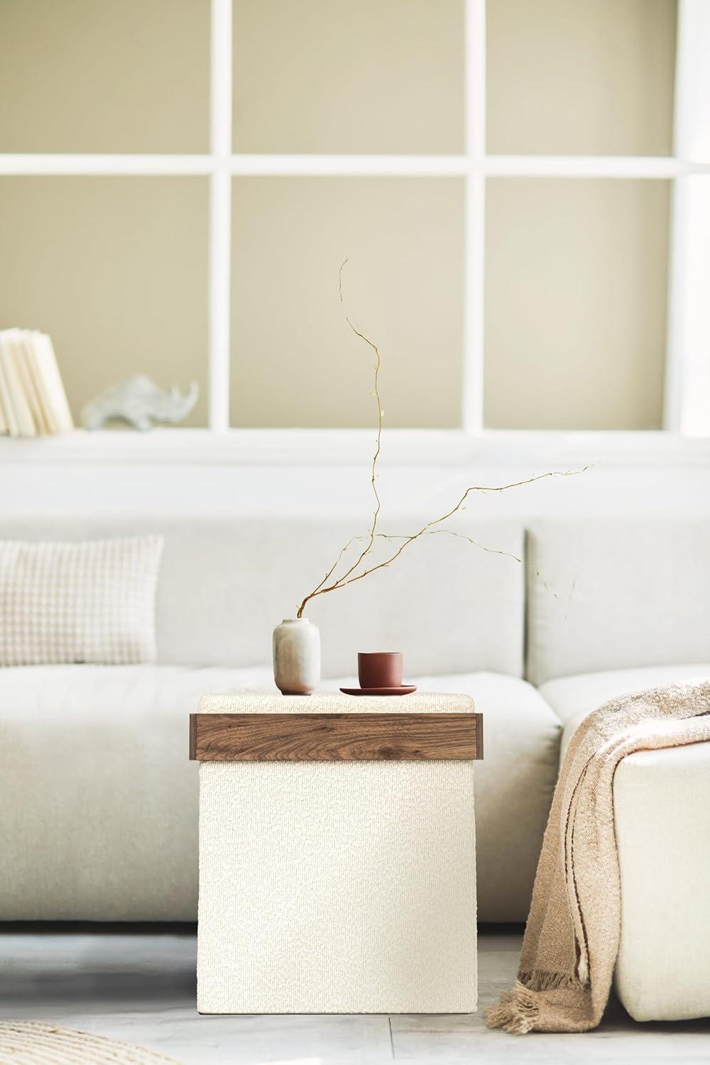 Household Essentials Versatile Boucle Ottoman With Hidden Storage