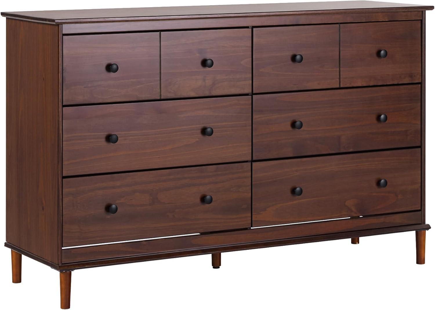 Walker Edison Classic Mid-Century Modern 6-Drawer Solid Wood Dresser, Walnut