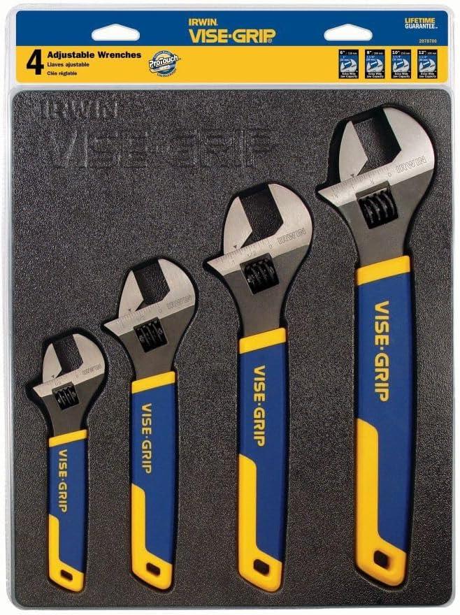 IRWIN VISE-GRIP 2078706, 6-12 inch Chrome Vanadium construction Adjustable Wrench 4 Piece