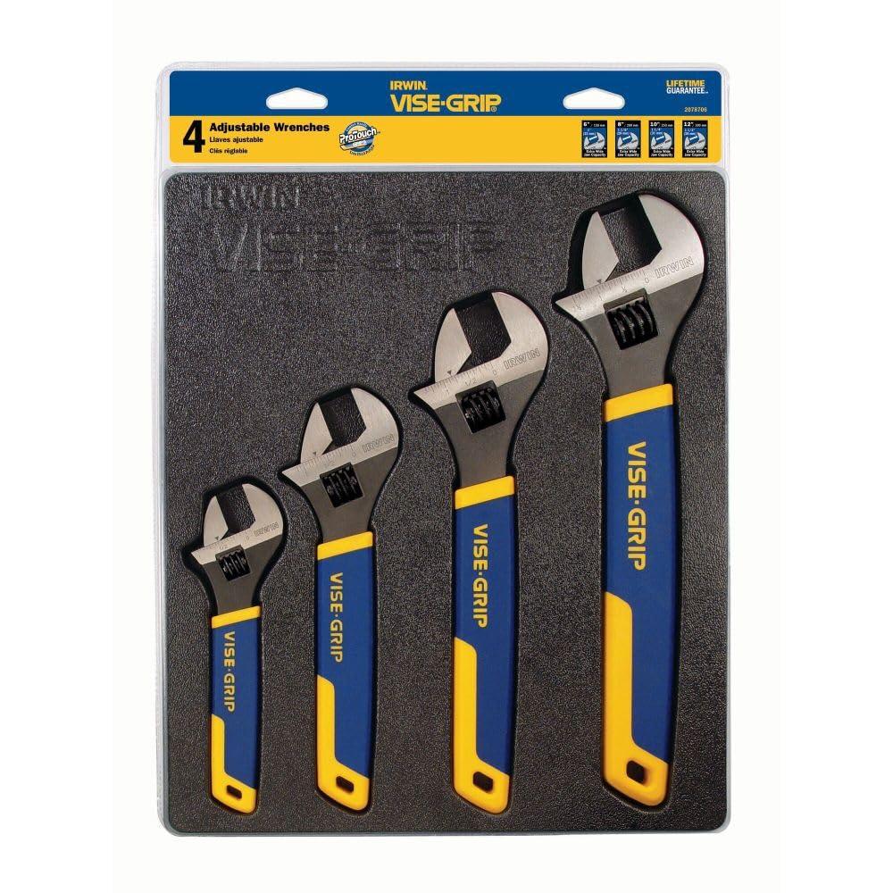 IRWIN VISE-GRIP 2078706, 6-12 inch Chrome Vanadium construction Adjustable Wrench 4 Piece