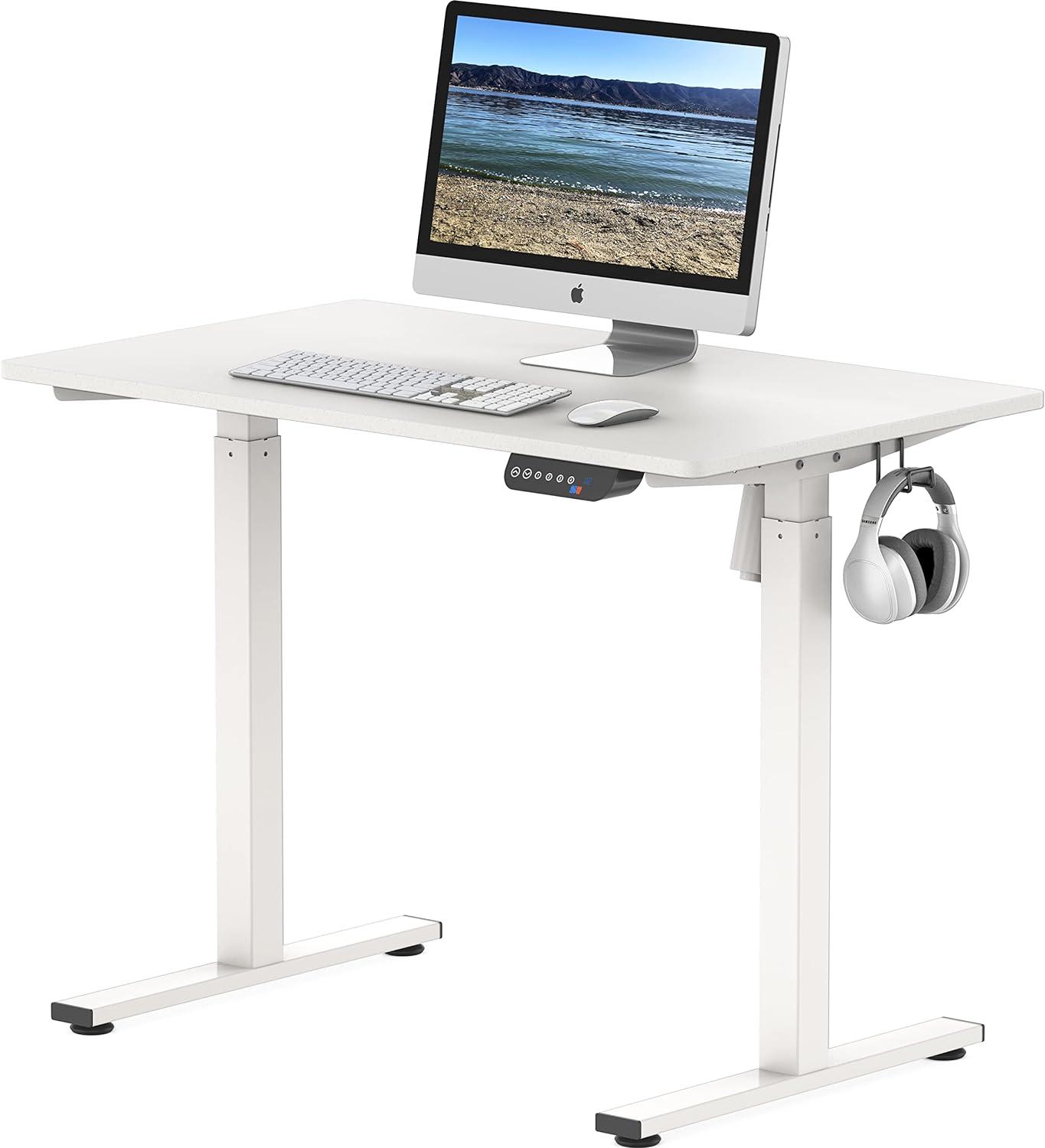 SHW 40-Inch Electric Height Adjustable Desk with Memory Preset, White