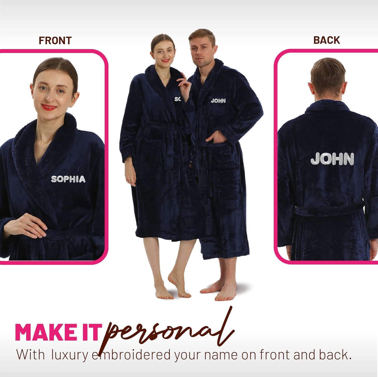 Plush Robe for Women and Men - His and Her Robes with Personalization Options - Super Soft Luxurious Spa Bathrobes