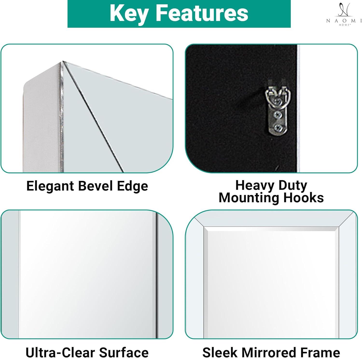 Mirrored Bevel Floor Mirror 70" x 30" by Naomi Home