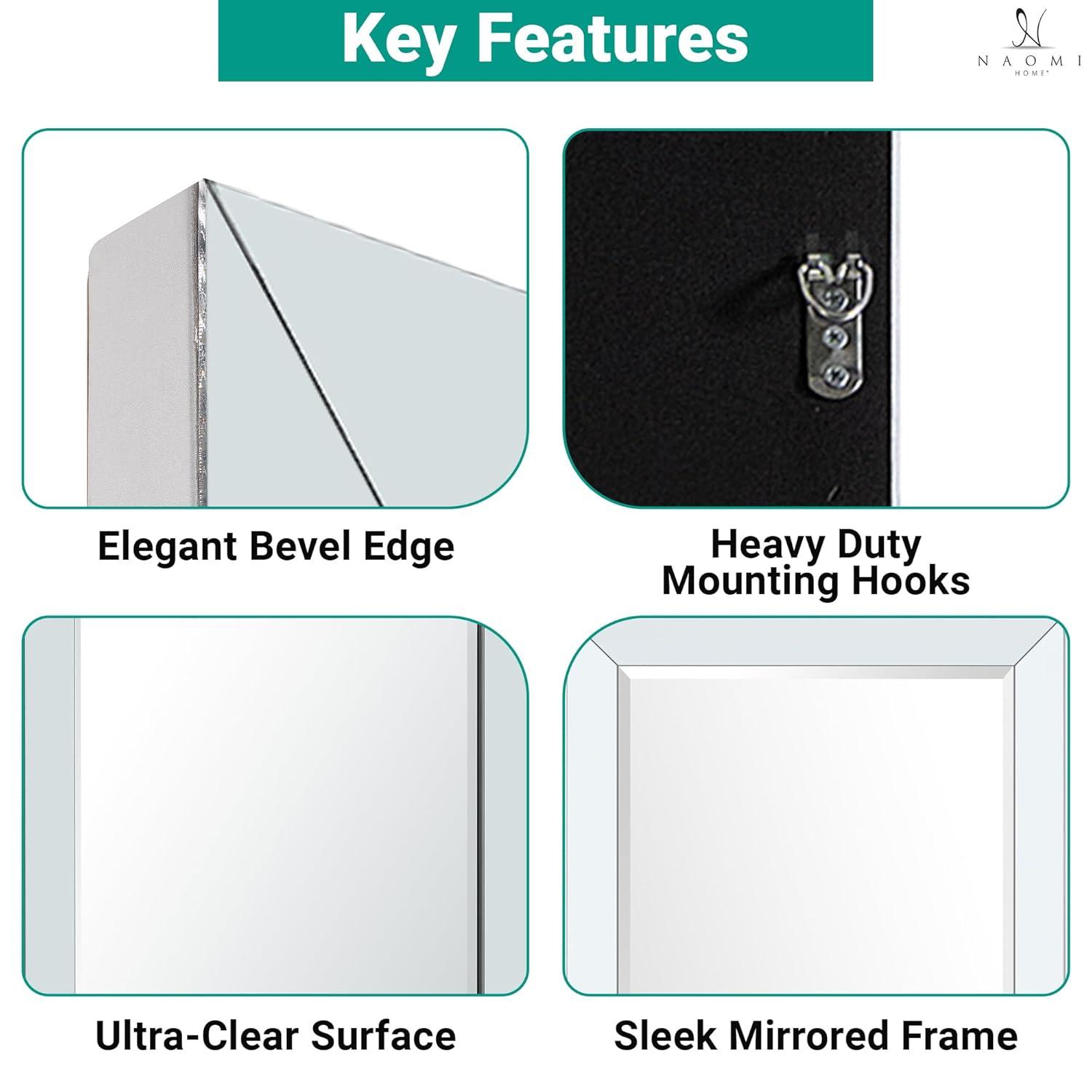 Mirrored Bevel Floor Mirror 70" x 30" by Naomi Home