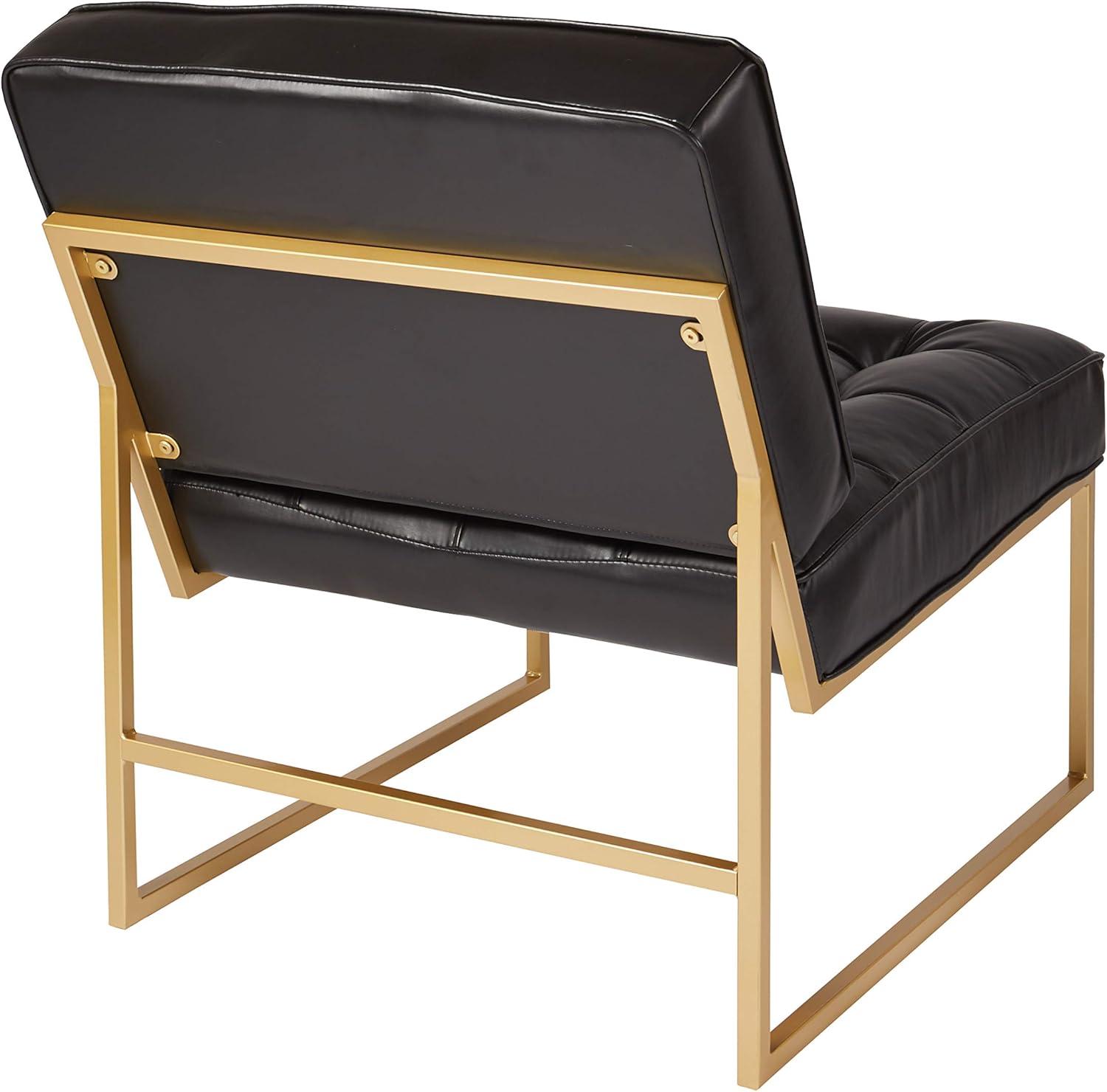 OSP Home Furnishings Anthony Chair in Black Faux Leather with Coated Gold Frame