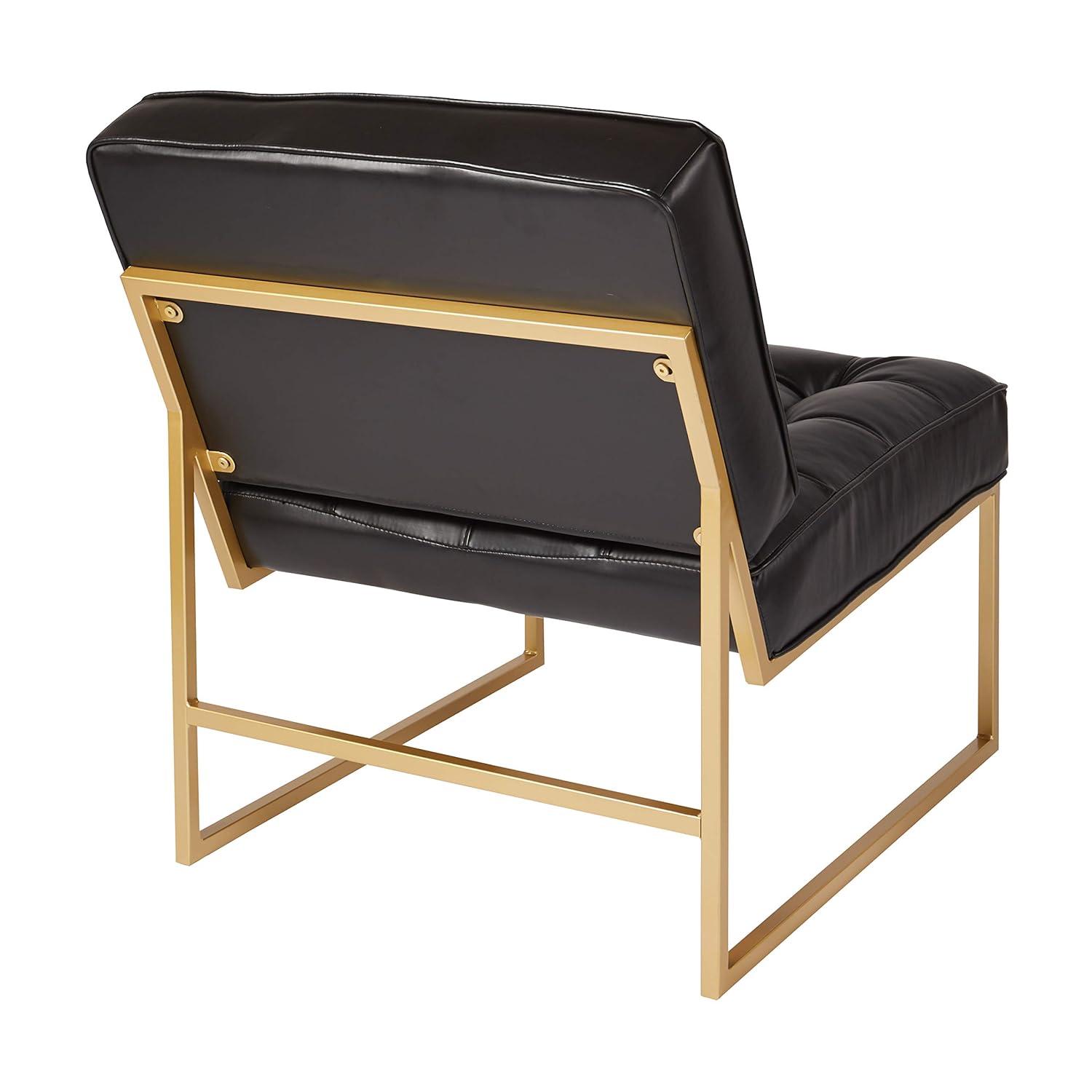 OSP Home Furnishings Anthony Chair in Black Faux Leather with Coated Gold Frame