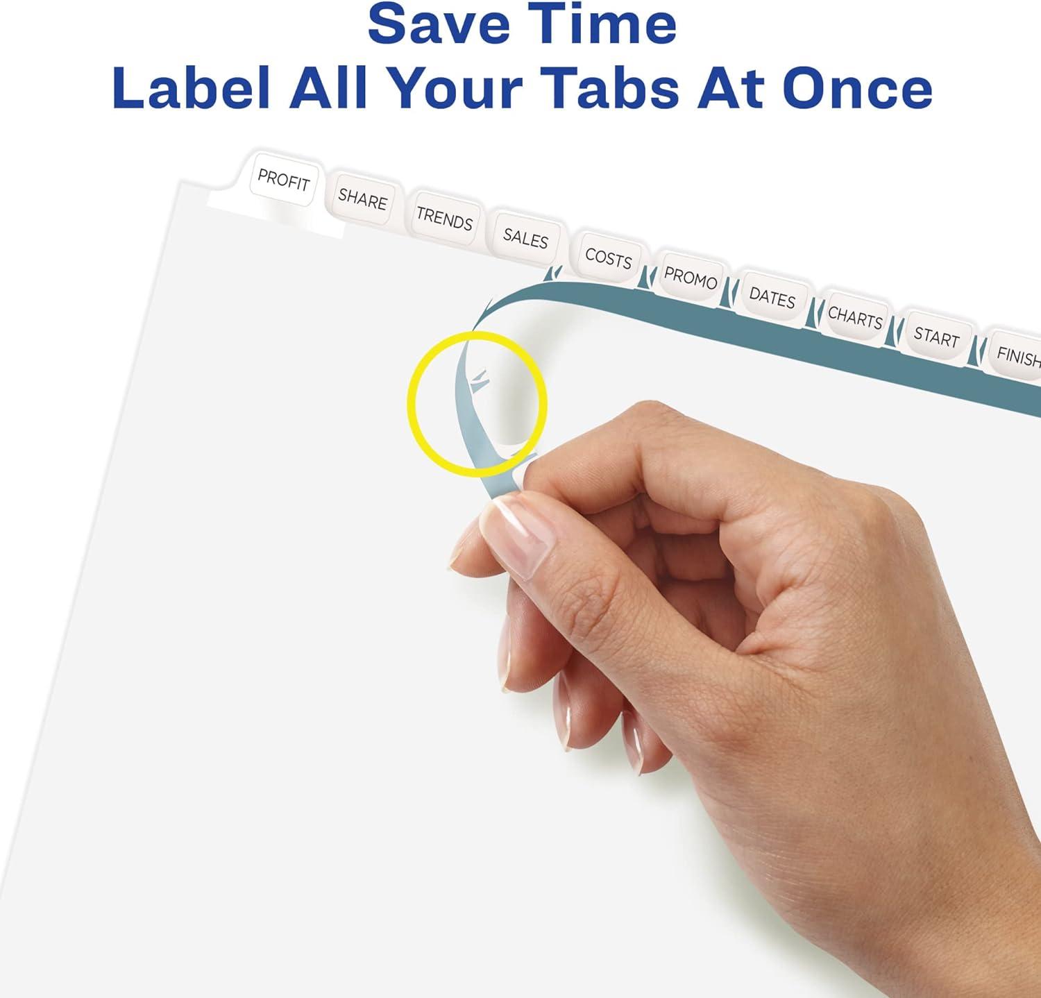 Avery Print & Apply Clear Label Dividers w/White Tabs 12-Tab Letter 5 Sets 11429