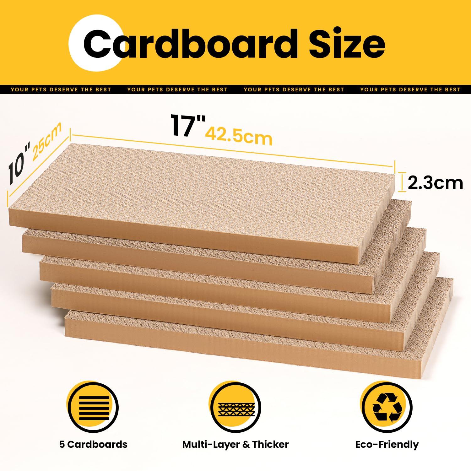 Conlun Cat Scratcher Cardboards with Box, 5-Pack Replacement Reversible Cat Scratcher Pad, Large