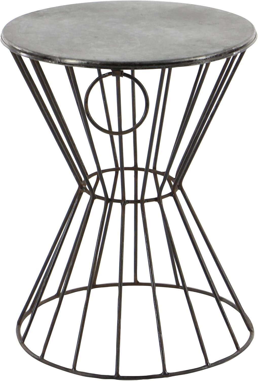 Metal Stool Patio Accent Table - Olivia & May: Round Iron Frame, No Assembly, Fade-Resistant