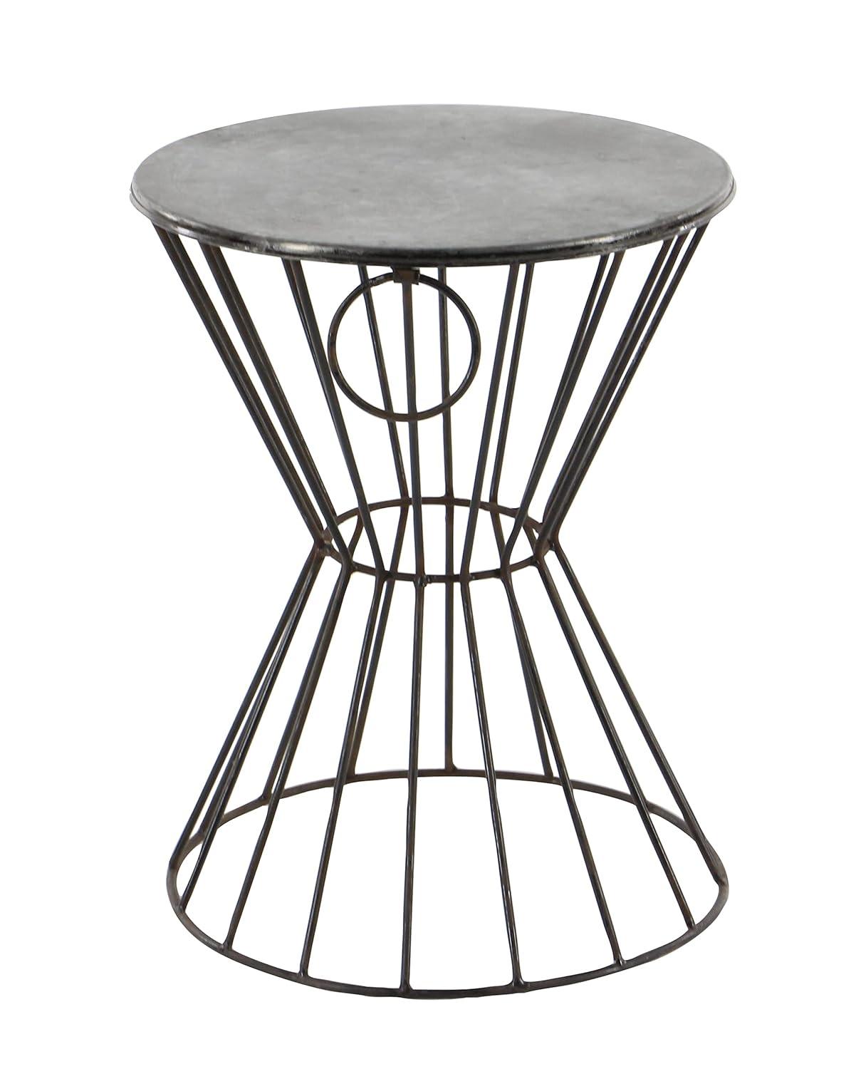 Metal Stool Patio Accent Table - Olivia & May: Round Iron Frame, No Assembly, Fade-Resistant