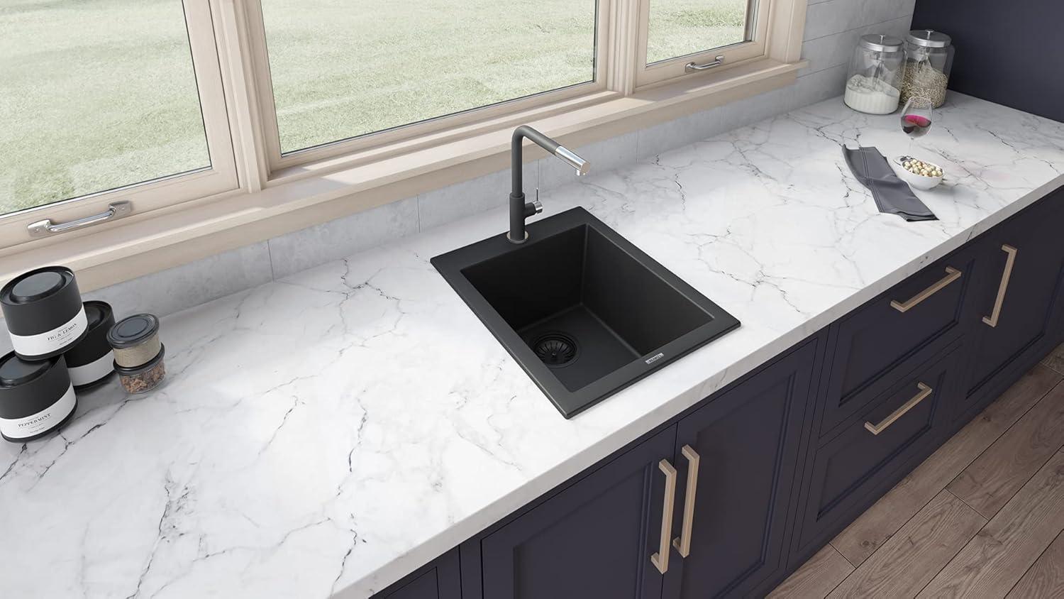 Ruvati 18 x 20 inch epiGranite Topmount Granite Composite Wet Bar Prep Sink