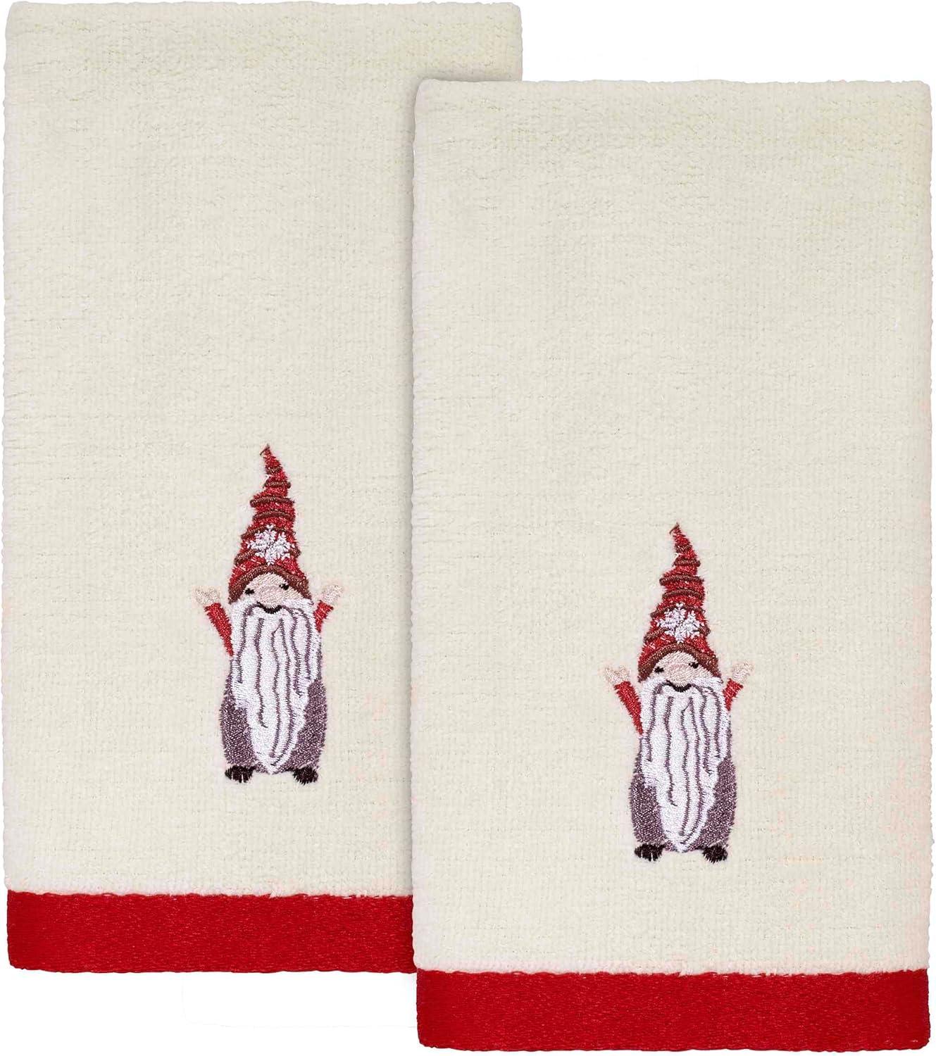 Avanti Linens Christmas Gnomes Lotion Dispenser & 2-Pack Fingertip Towel Set