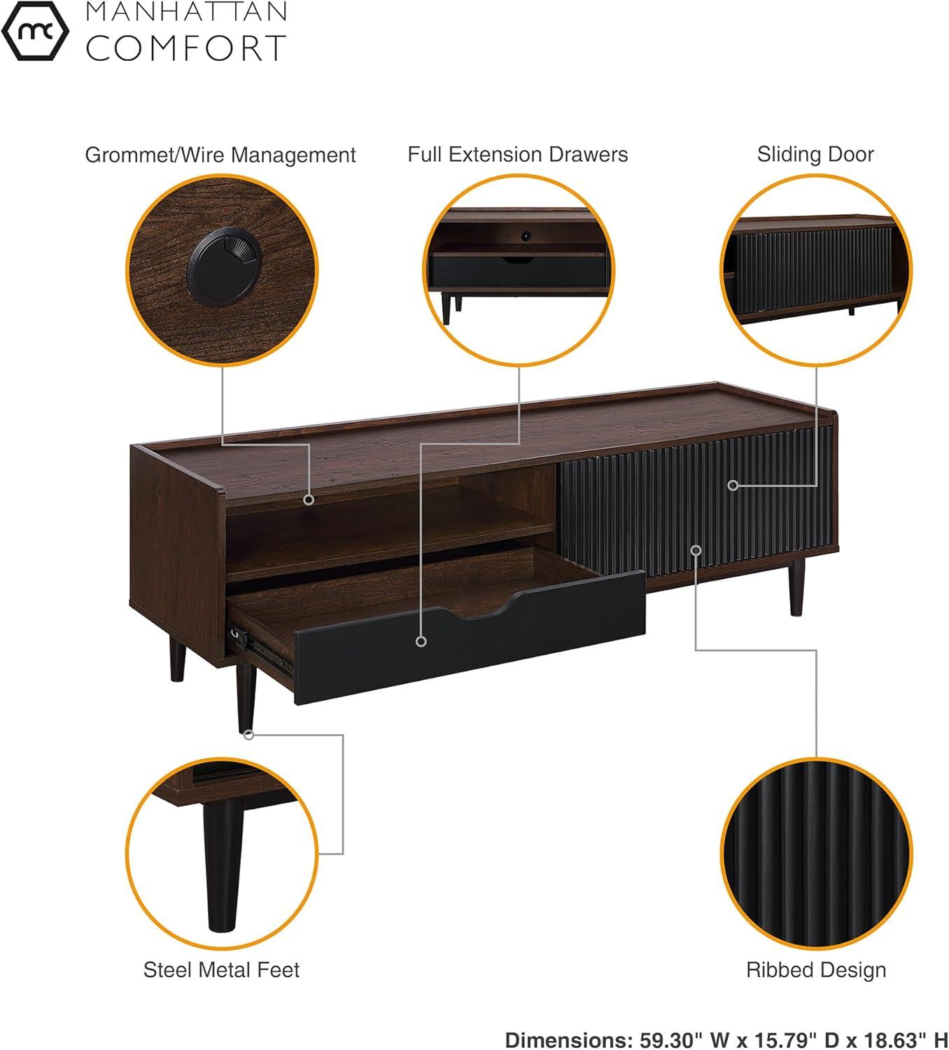 Duane Modern Ribbed TV Stand for TVs up to 55" - Manhattan Comfort