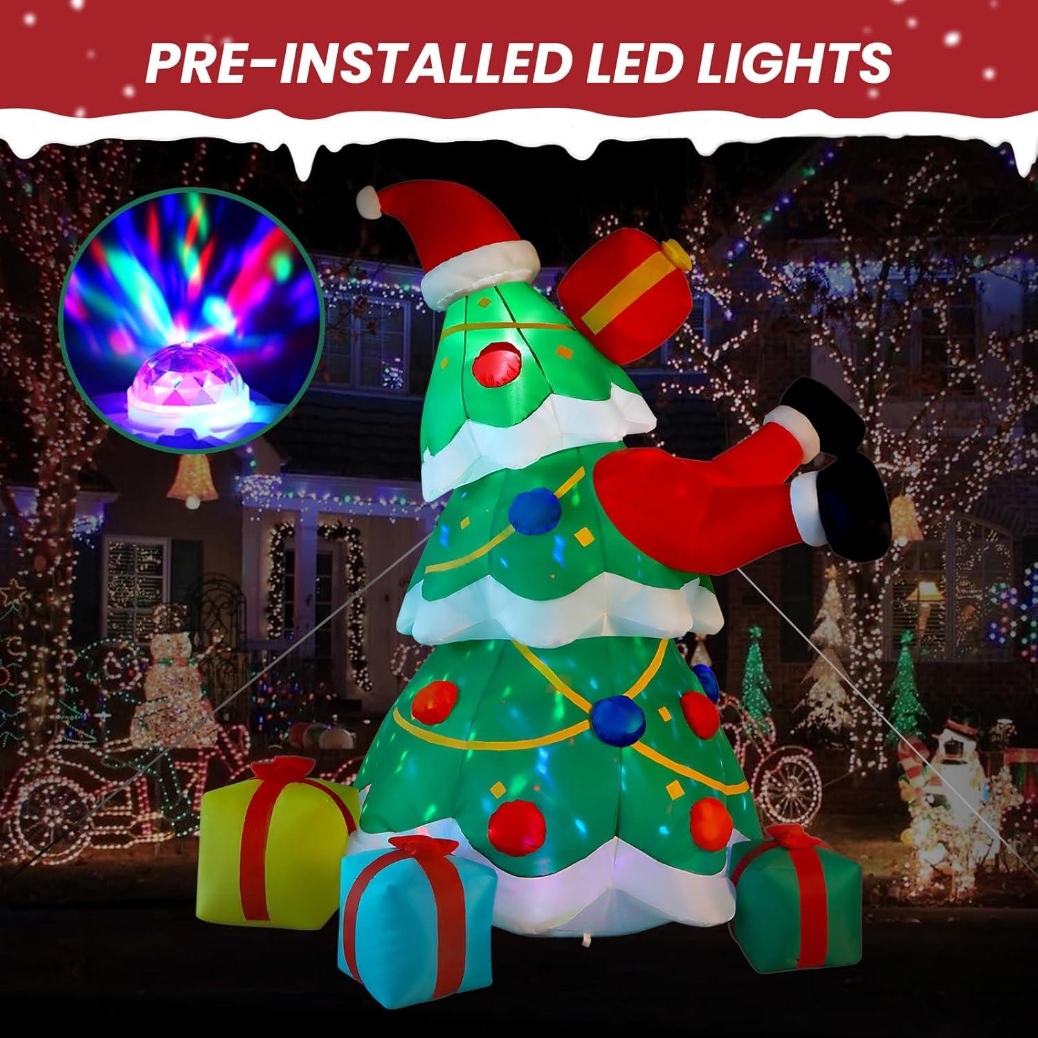 7FT Inflatable Christmas Tree with Santa and LED Lights